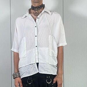 1990s Minimalist Grunge Button-Up Shirt